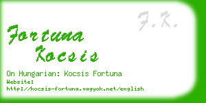 fortuna kocsis business card